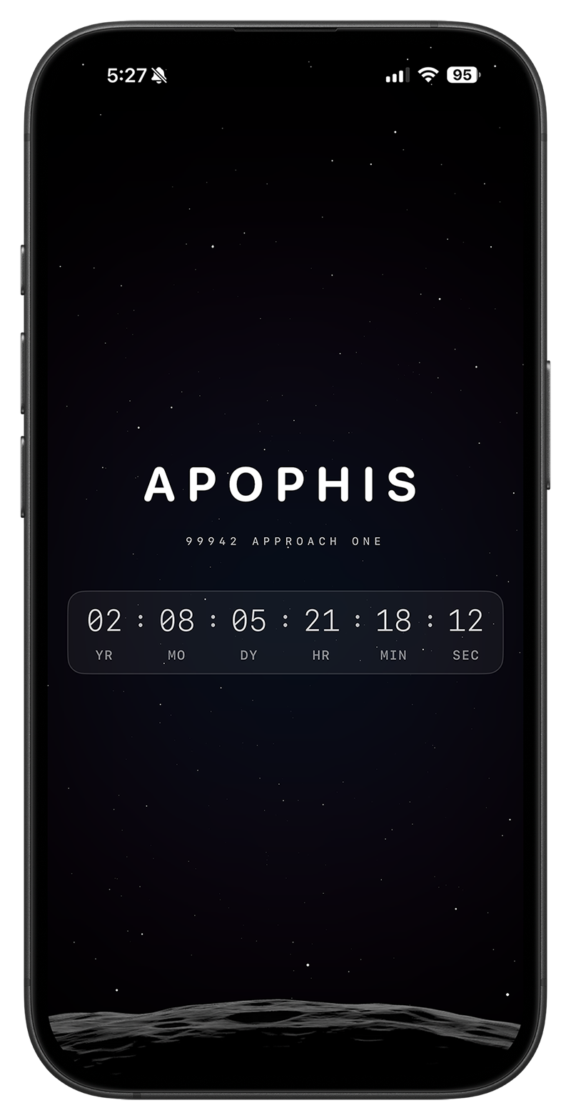 Apophis app displayed on an iPhone